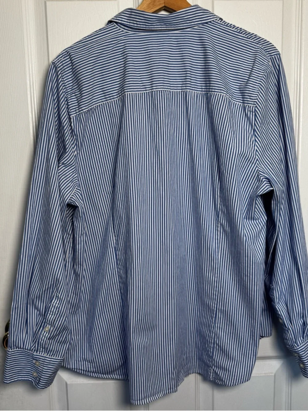 J.Crew Blue Stripe Bow Embellished Button Down Shirt Size 2X Cotton Stretch NWOT - Picture 12 of 12